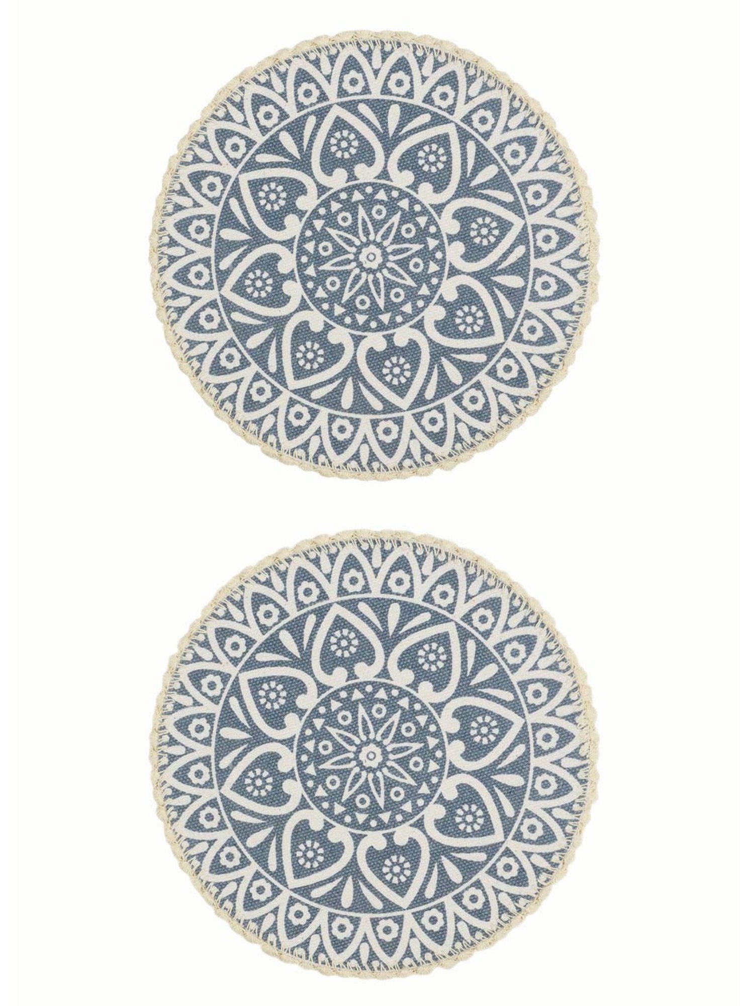 Saral Home Abstract Grey Cotton Round AntiSkid Placemats - Set of 2