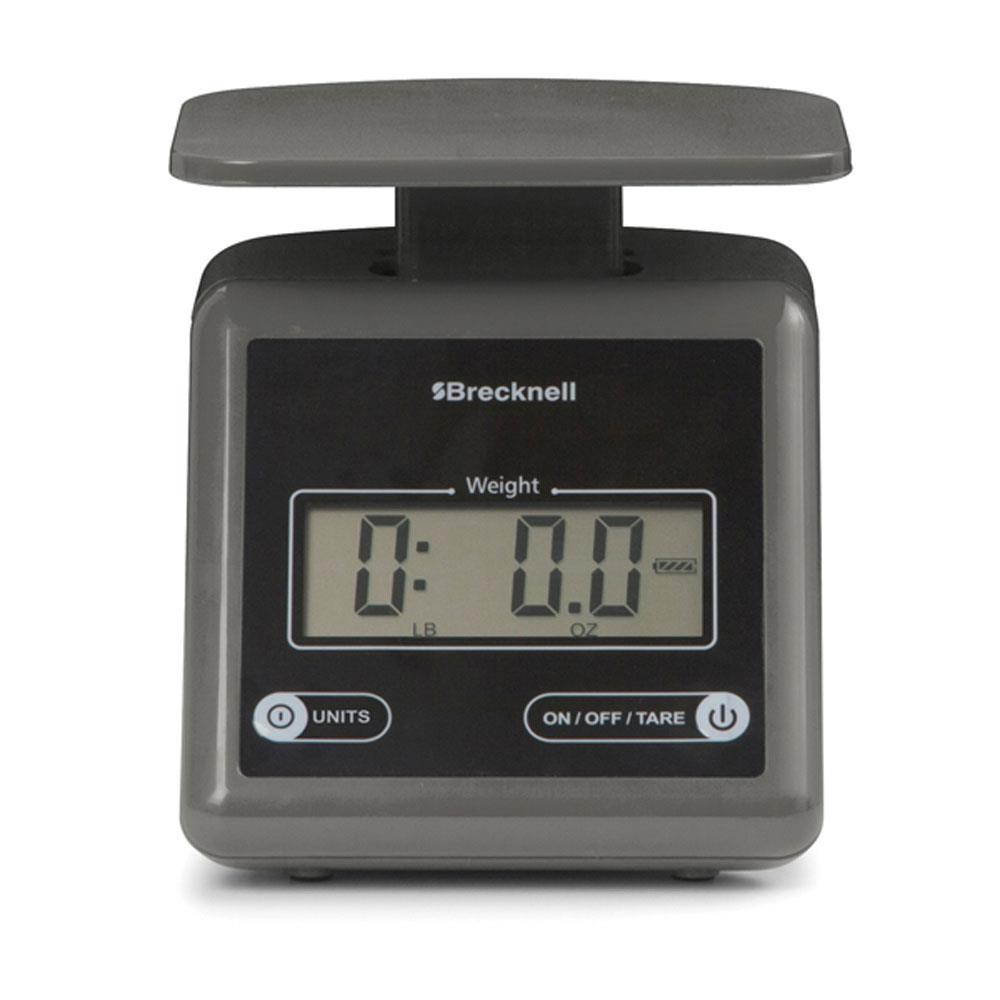 Brecknell Electronic Postal Scale, 7 lbs Capacity, 6 4/5 x 5 3/5 Platform, Gray
