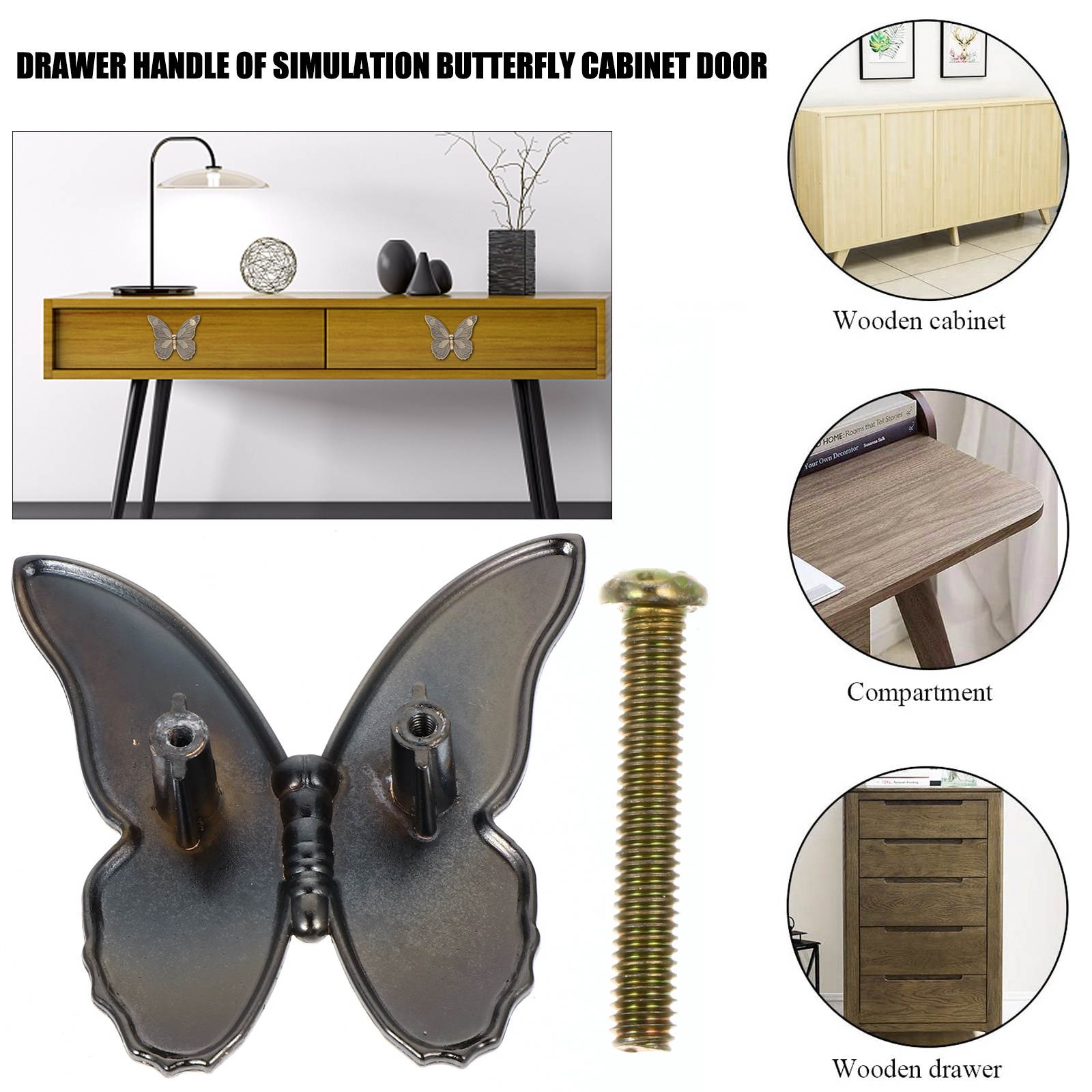 4pcs Furniture Wardrobe Butterflies Pull Handle Cabinet Knob Door Handle Drawer Handle