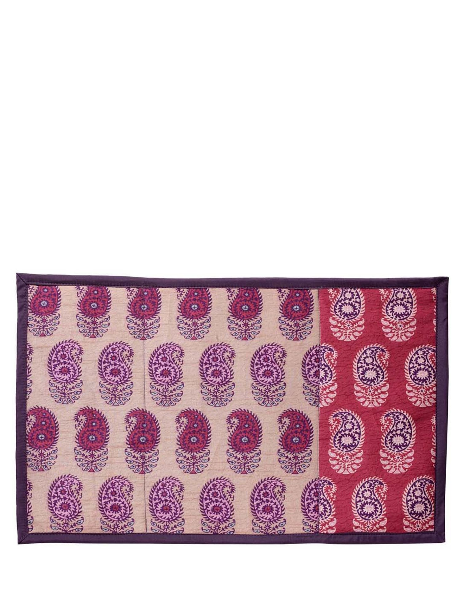 Swayam Beige & Red 200 TC Table Mats - Set of 2