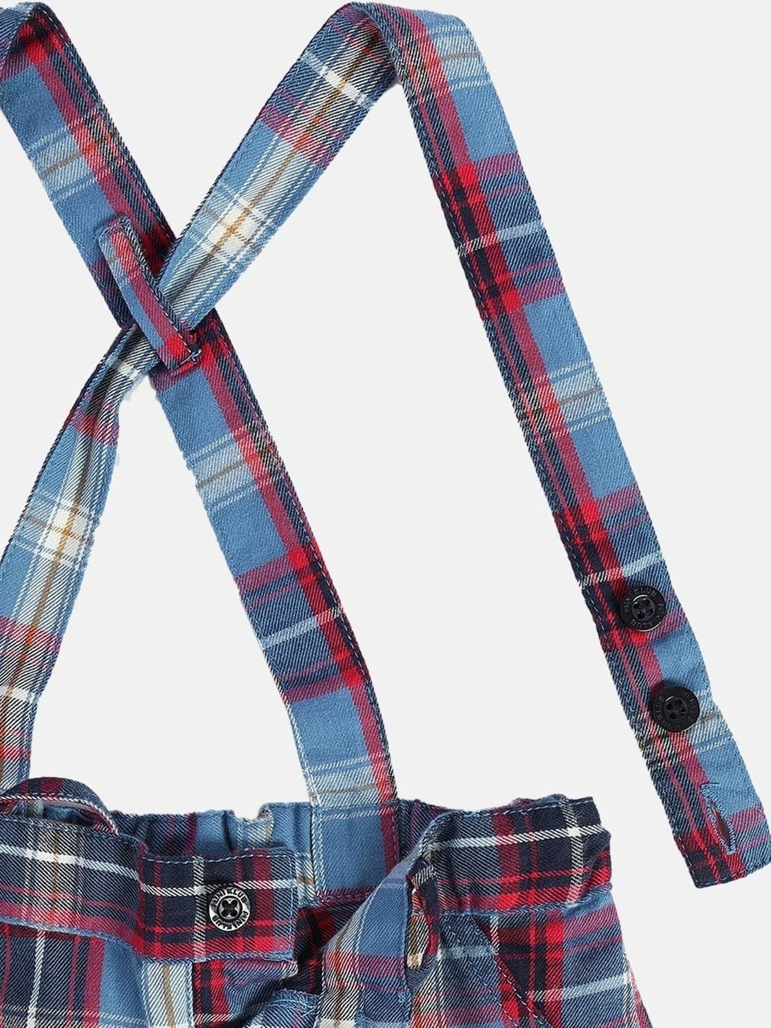 MINIKLUB Boys Multicolor Cotton Checks Full Sleeves Dungaree Set