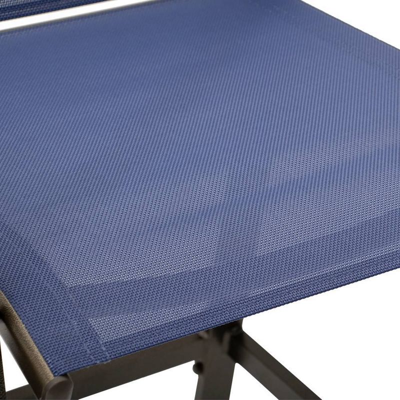 4pc Outdoor Counter Height Aluminum Bar Stools - Navy Blue - Pellebant