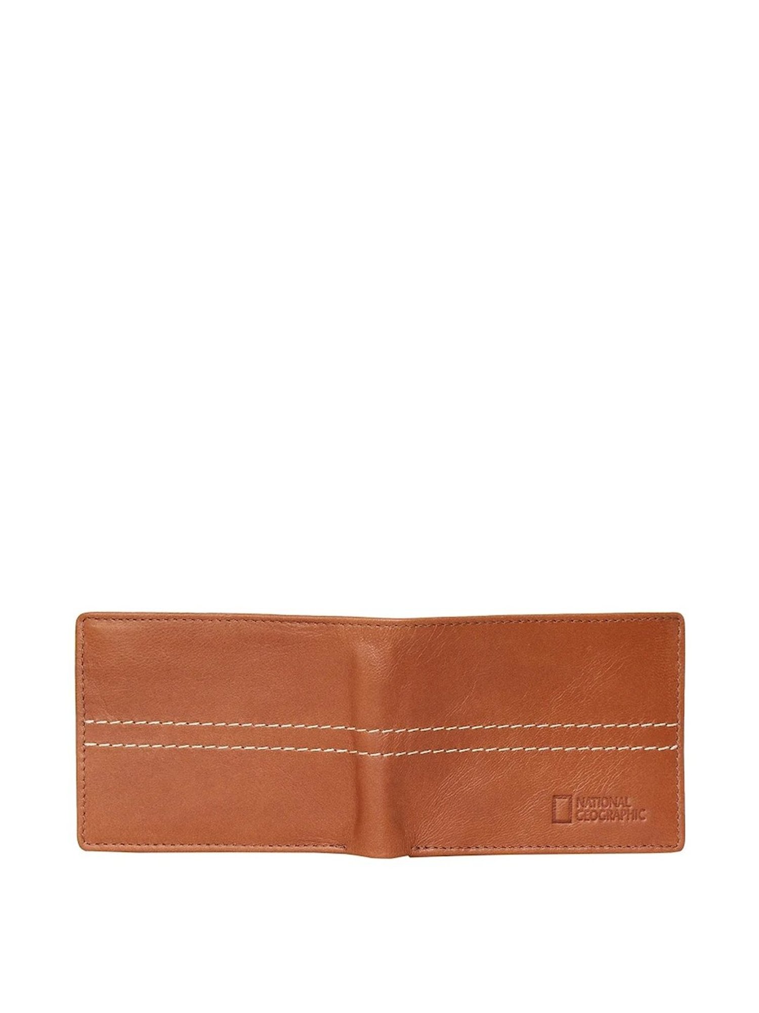 National Geographic Tan Solid Rfid Bi-Fold Wallet for Men