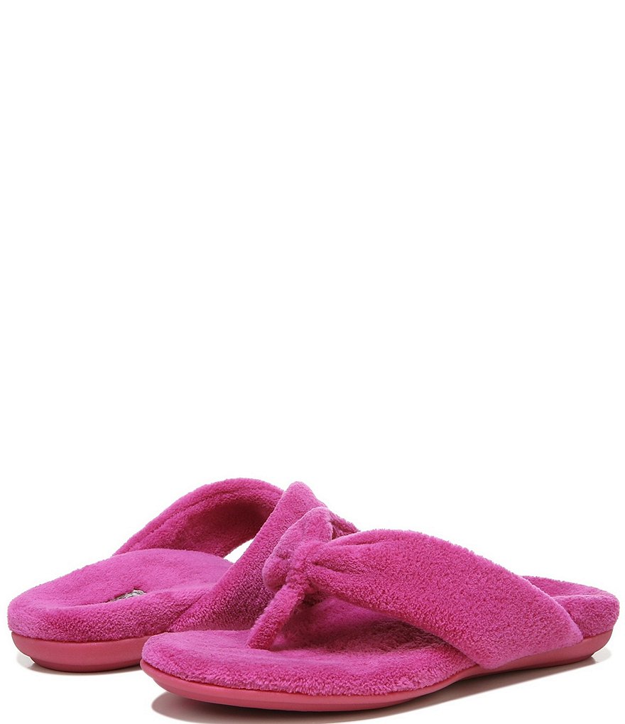 Vionic Lydia Washable Plush Terry Cloth Thong Slippers