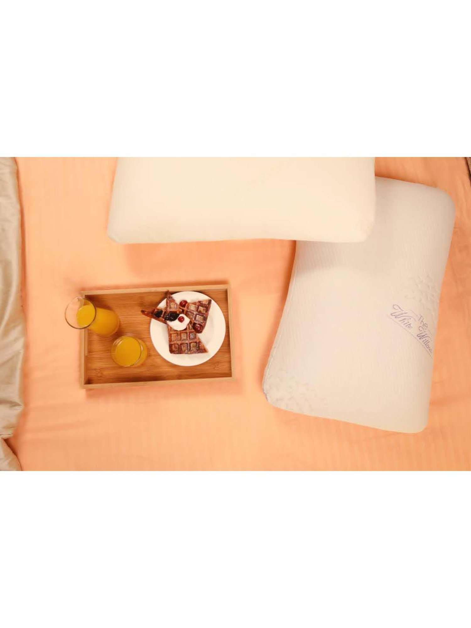 The White Willow White Stitched Memory Foam Pillow with Cover - Set of 1