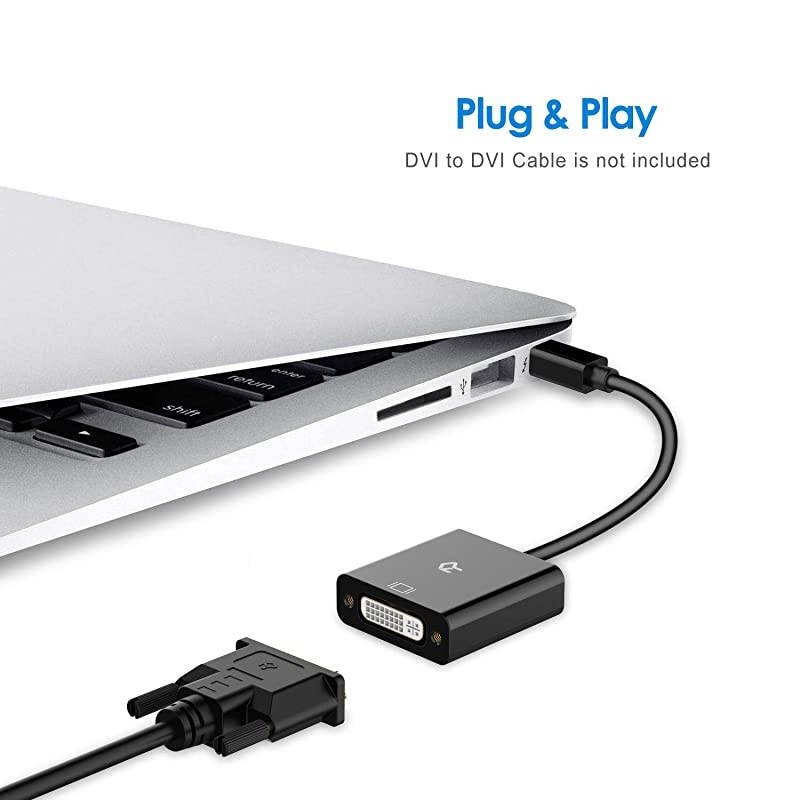 Mini DP to DVI Gold 1080P Plated Mini DisplayPort Thunderbolt Port Compatible to DVI Male to Female Adapter Converter Black