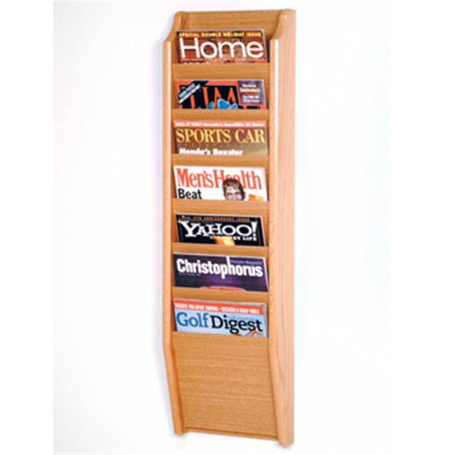 Wooden Mallet Cascade 7 Pocket Magazine Display Rack Light Oak