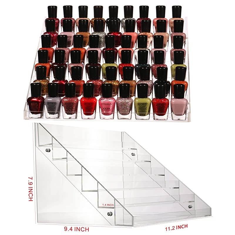 48 Bottles of 6 Layers Nail Polish Rack-Clear Nail Polish Display,Just Stand on The Table or Desk,11.5x9.5x7.5 inch,Pack of 1