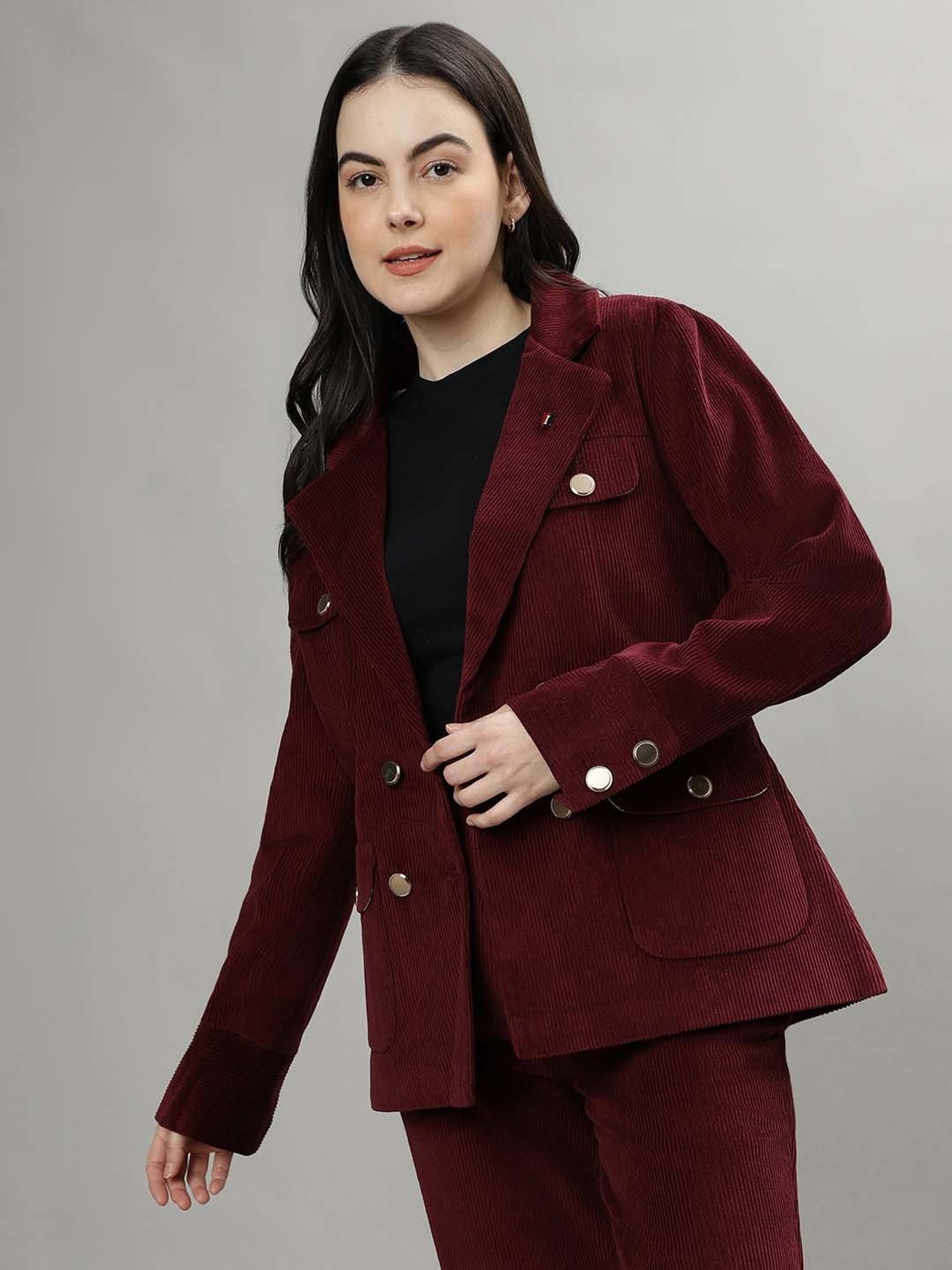 Iconic Women Textured Regular Fit Cotton Blazers