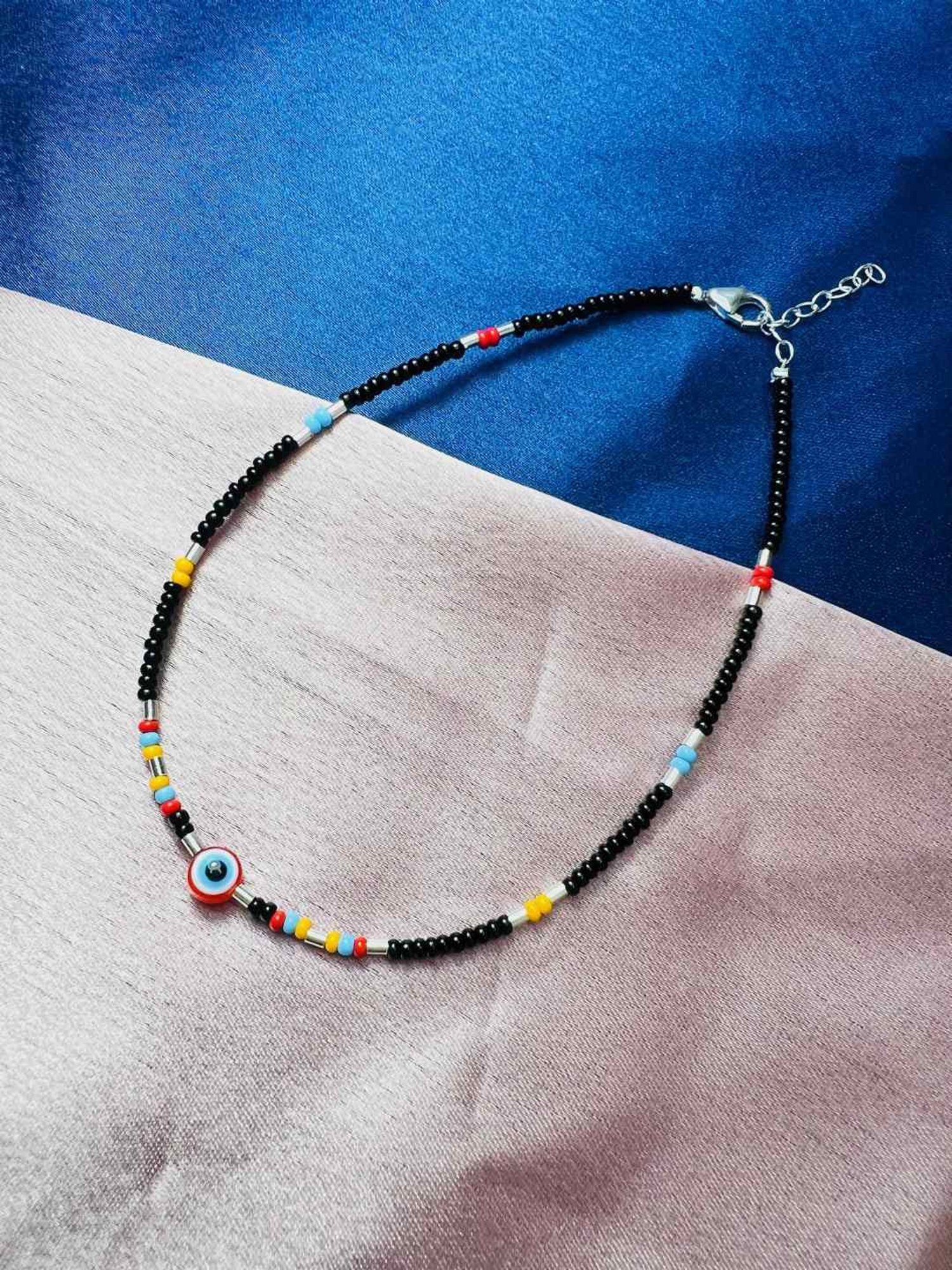 Arte Jewels 925 Sterling Silver Black Beads Evil Eye Anklet for Women & Girls (Single Anklet)