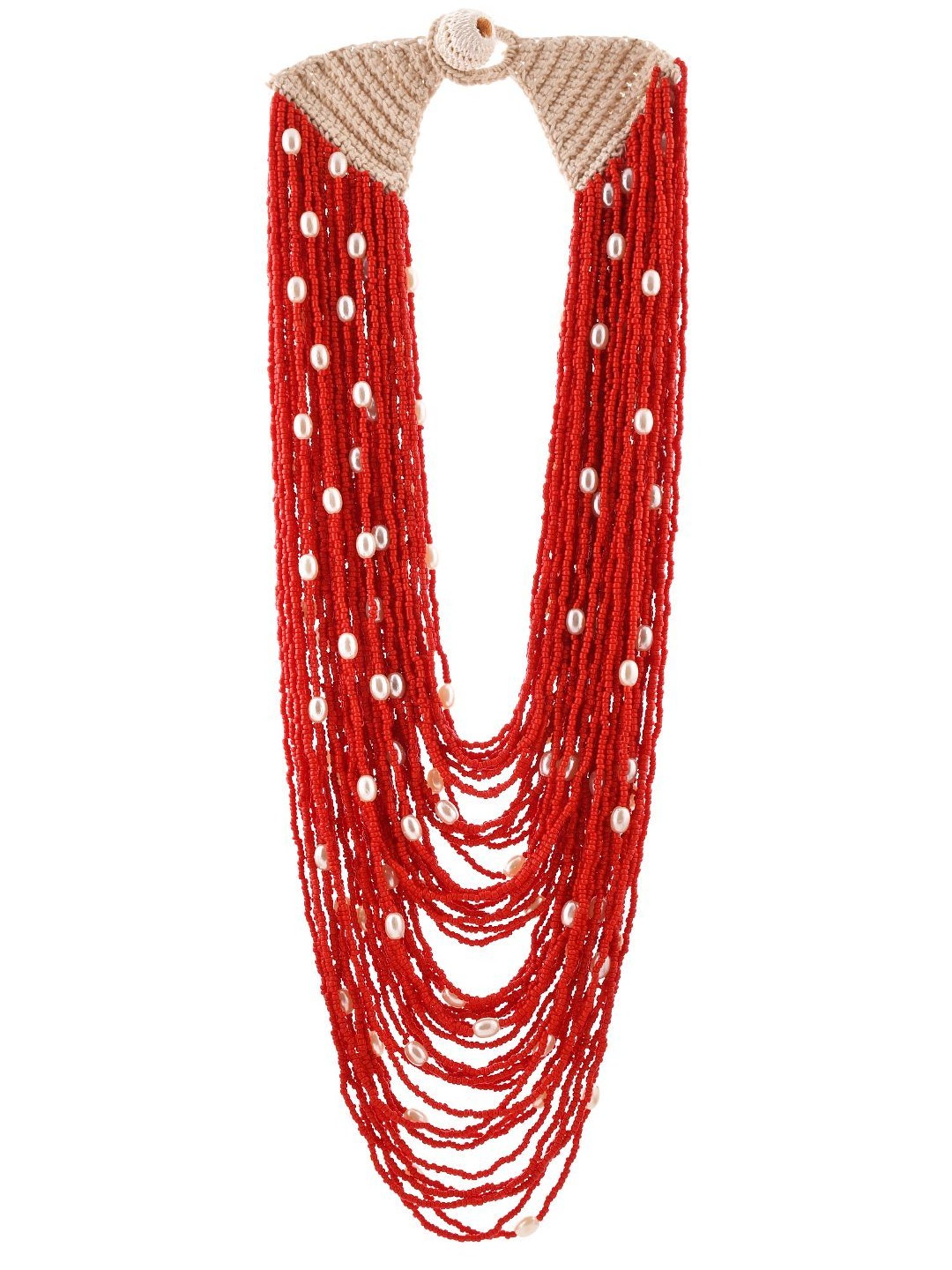 Imli Street Red Long Beaded Handcrafted Necklace