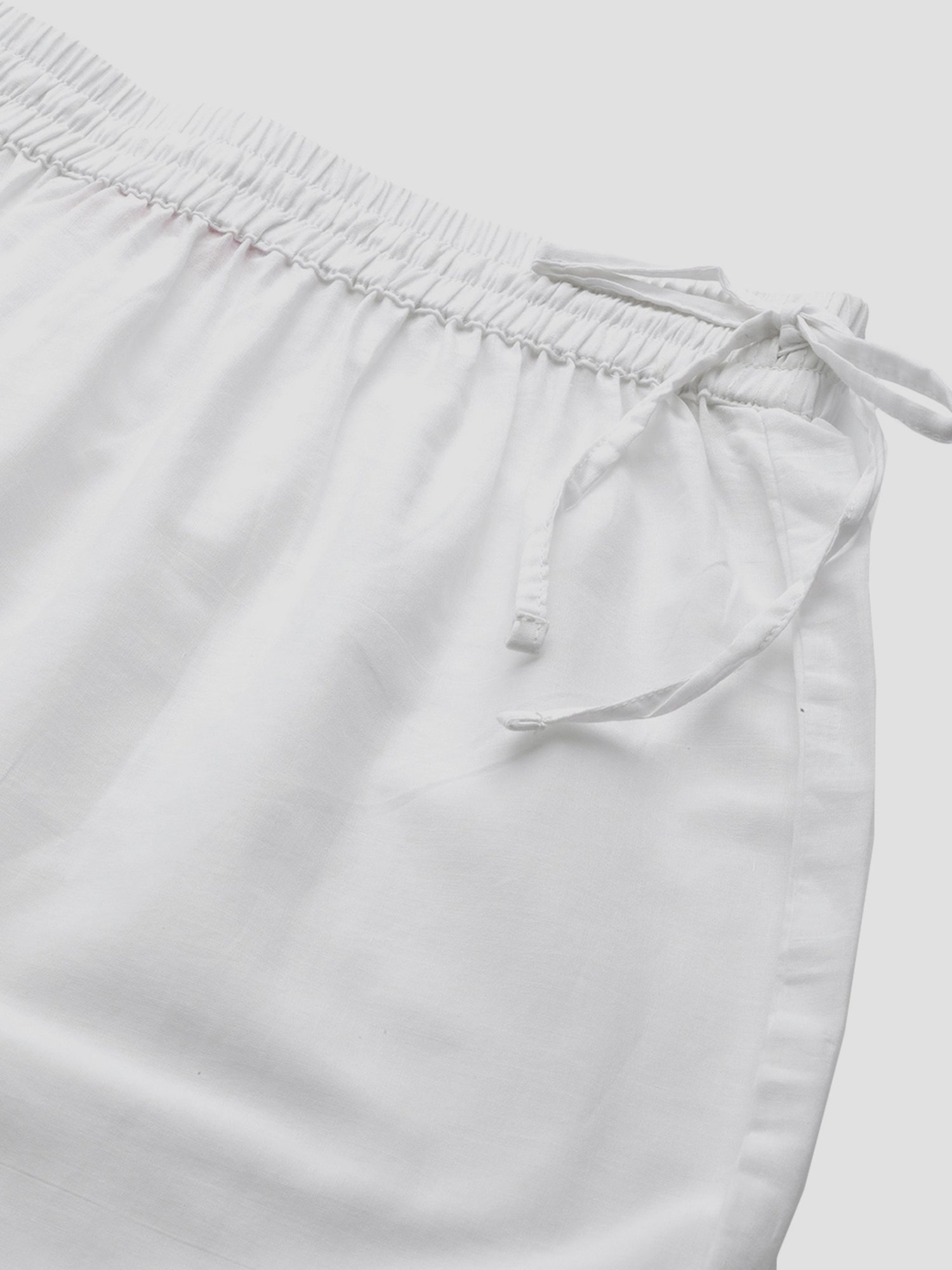 KSUT White Cotton Regular Fit Pants