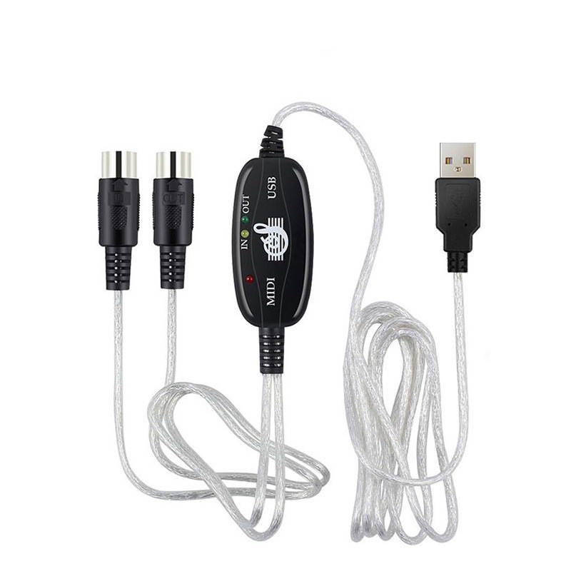MIDI to USB IN-OUT Interface Cable Adapter for Keyboard Electronic Drum Music Create Converter PC to Music Keyboard Cord