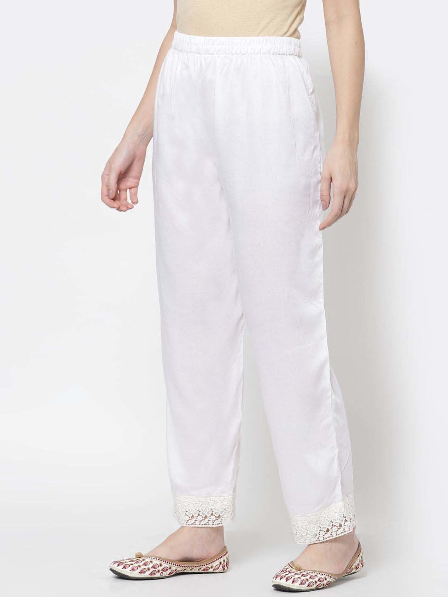 DART STUDIO White Regular Fit Palazzos