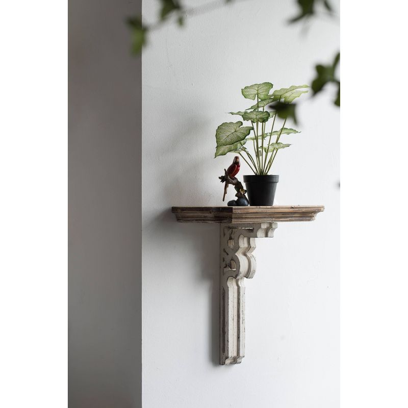 38" Soloman Wooden Shelf with Metal Brackets Brown - Kate & Laurel All Things Decor