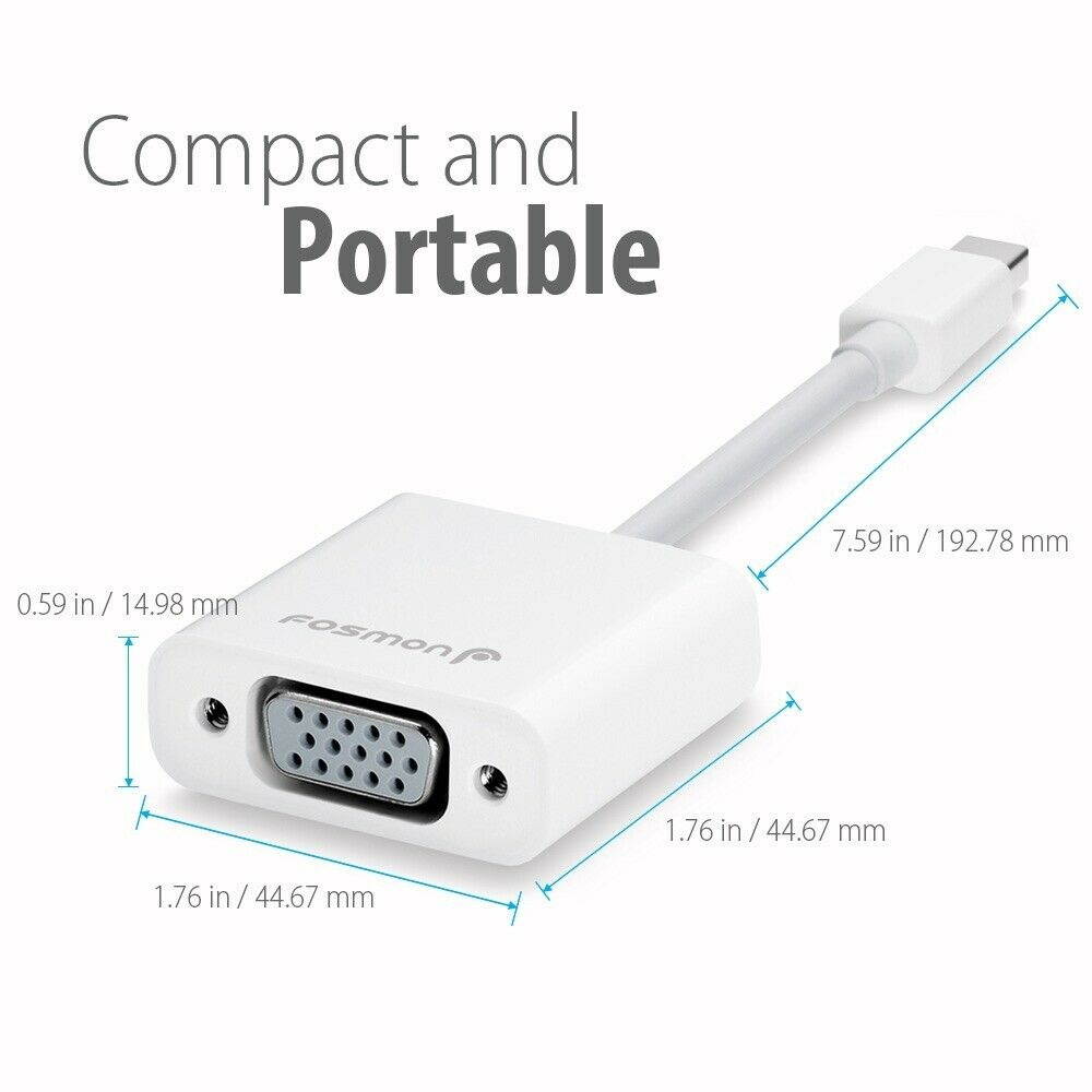 Mini Display Port DP mDP Thunderbolt to VGA Adapter Cable for Macbook Pro Air