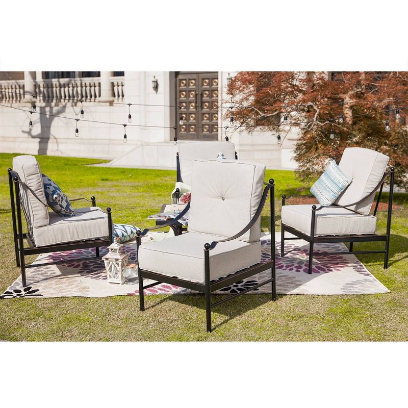 5pc Conversation Steel Patio Seating Sets Cream -  Lokatse