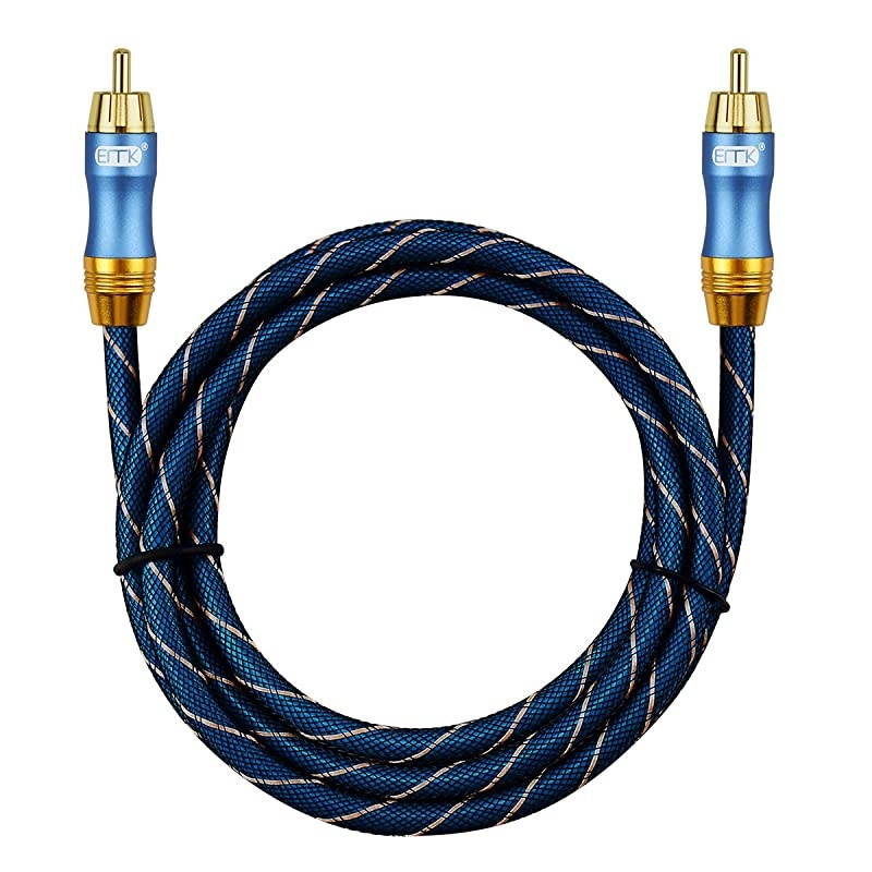 Subwoofer Cable 33 ft1m Digtal CoaxialSubwoofer Cable Dual Shielded with Gold Plated RCA to RCA Connectors Top Blue Series