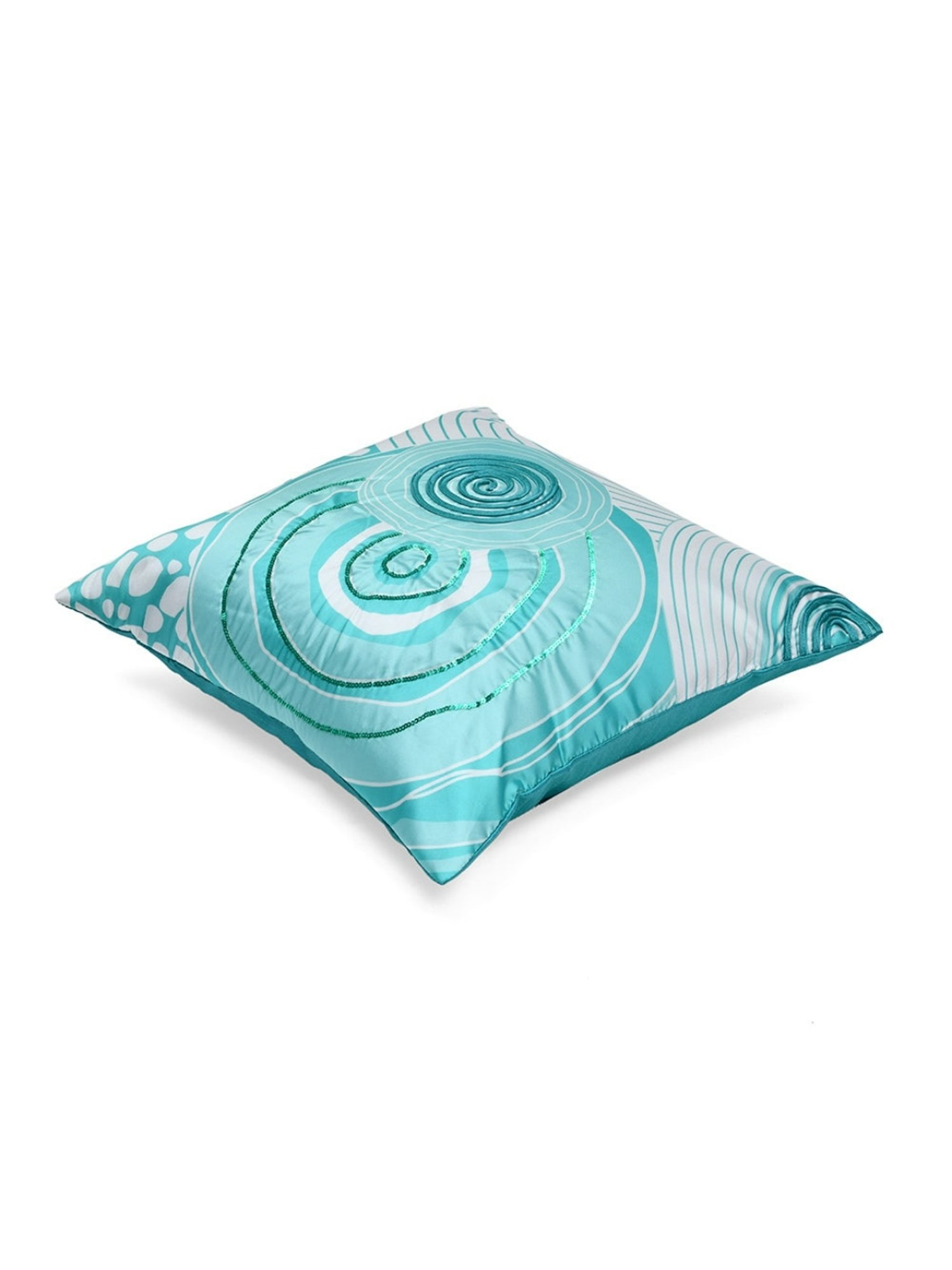@home by Nilkamal Abstract Dupion Cushion Cover|Pack of 1|16 x 16 inches|White & Blue