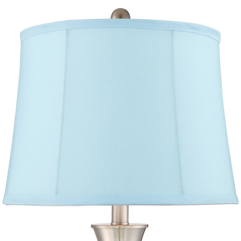 360 Lighting Simon Brushed Nickel USB Blue Softback Table Lamps Set of 2