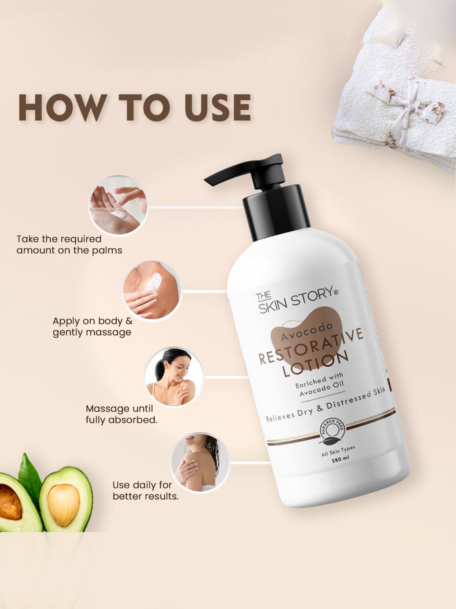 The Skin Story Avocado Restorative Lotion for Relieves Dry & Distressed Skin - 280 ml