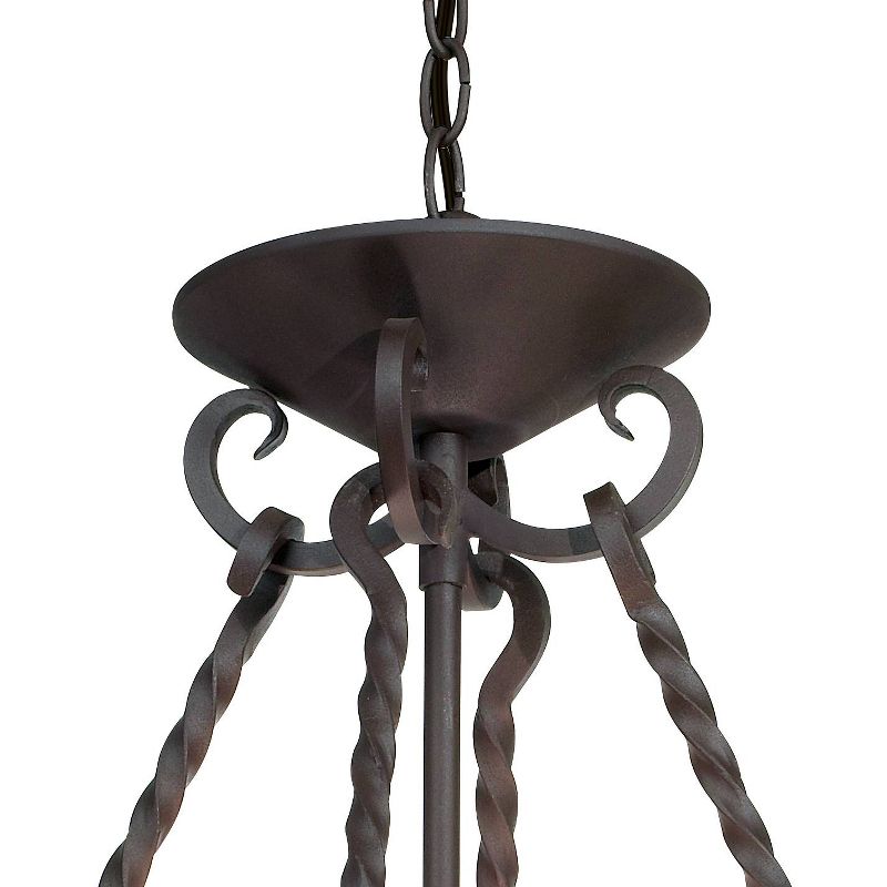 John Timberland Walnut Pendant Chandelier 17" Wide Rustic Country Cottage Scroll Natural Mica Shade for Dining Room House Kitchen