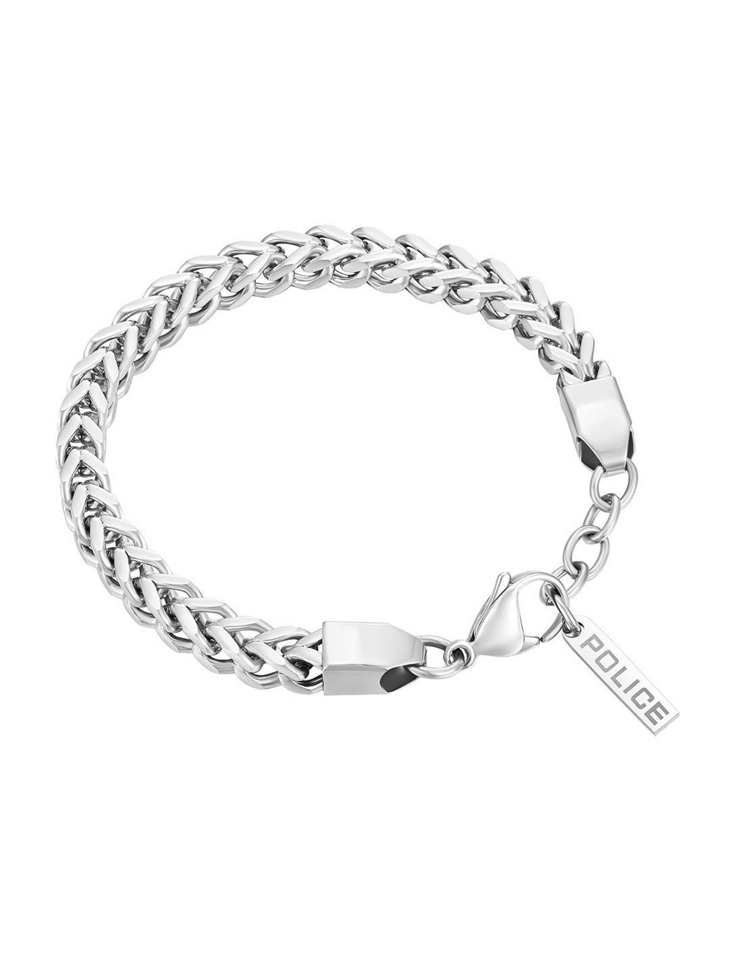 Police Pinched Silver Flexible Fit Bracelet for Men