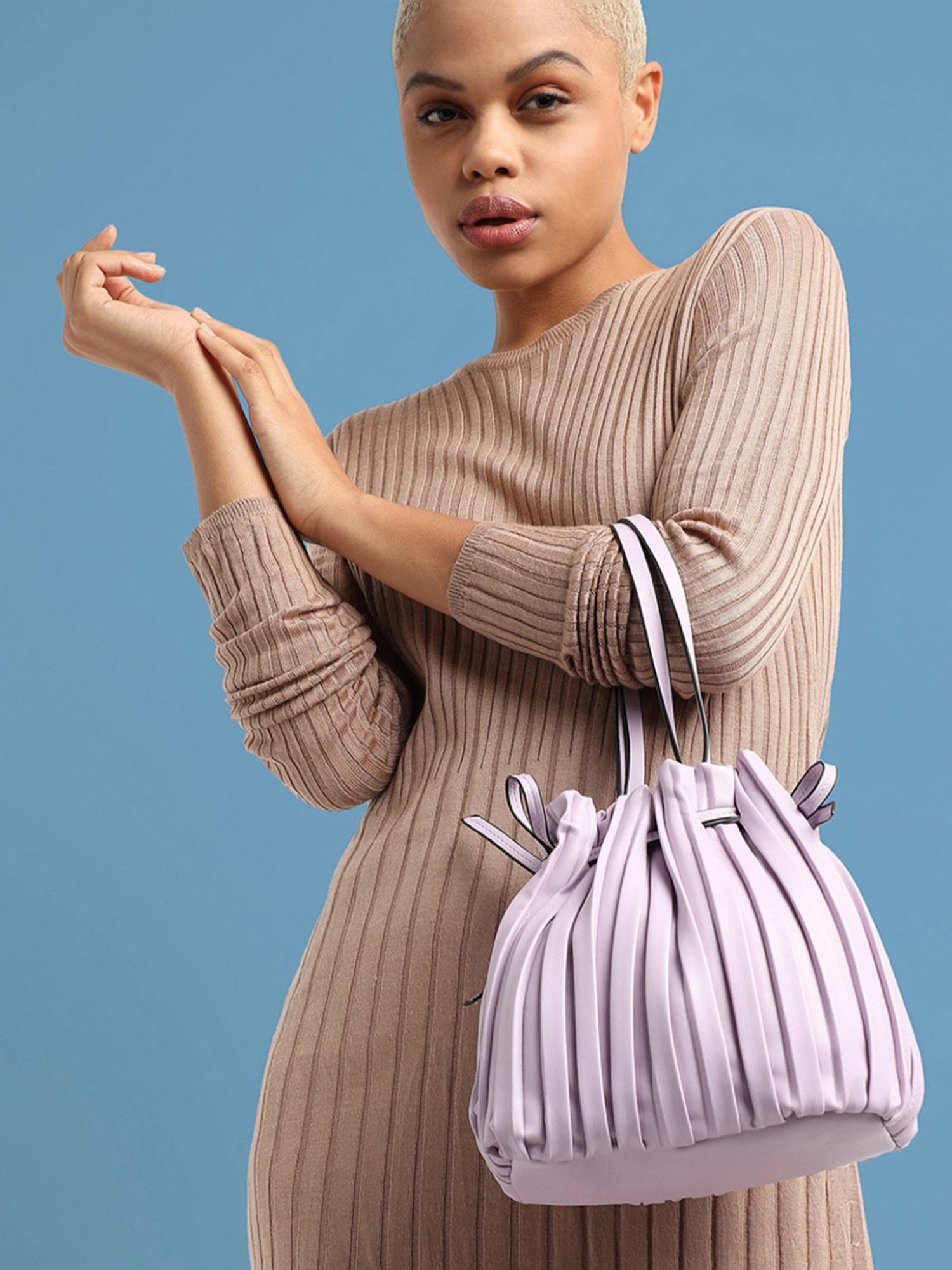 HauteSauce Purple Textured Medium Handheld Handbag