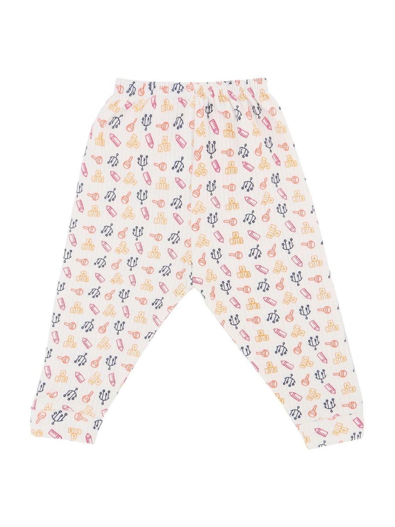 Bodycare Kids White & Yellow Cotton Printed Full Sleeves T-Shirt Set