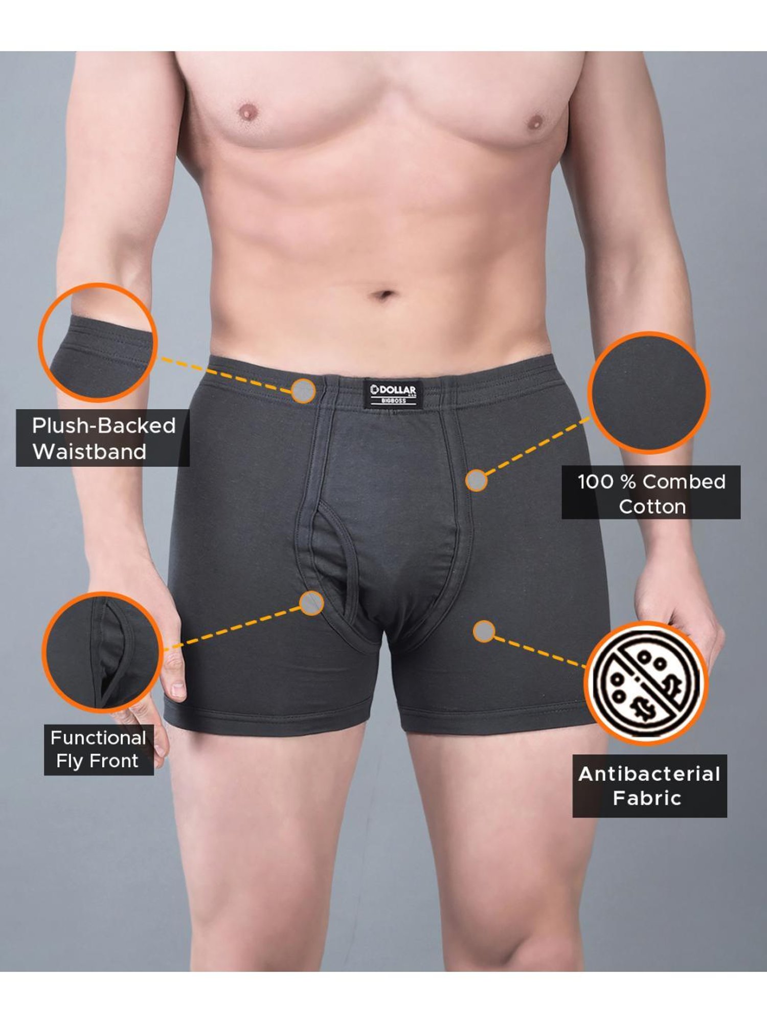 Dollar Bigboss Assorted Cotton Regular Fit Trunks - Pack Of 7