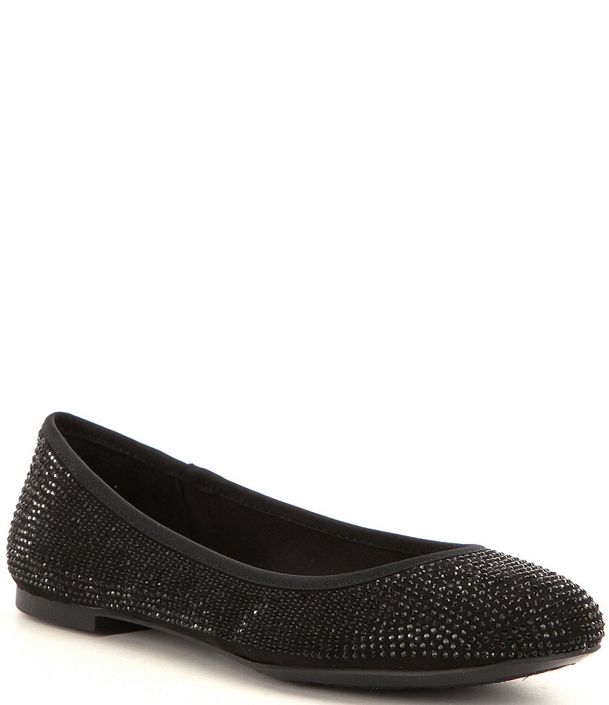 GB Star-Brite Microfiber Rhinestone Detail Ballet Flats