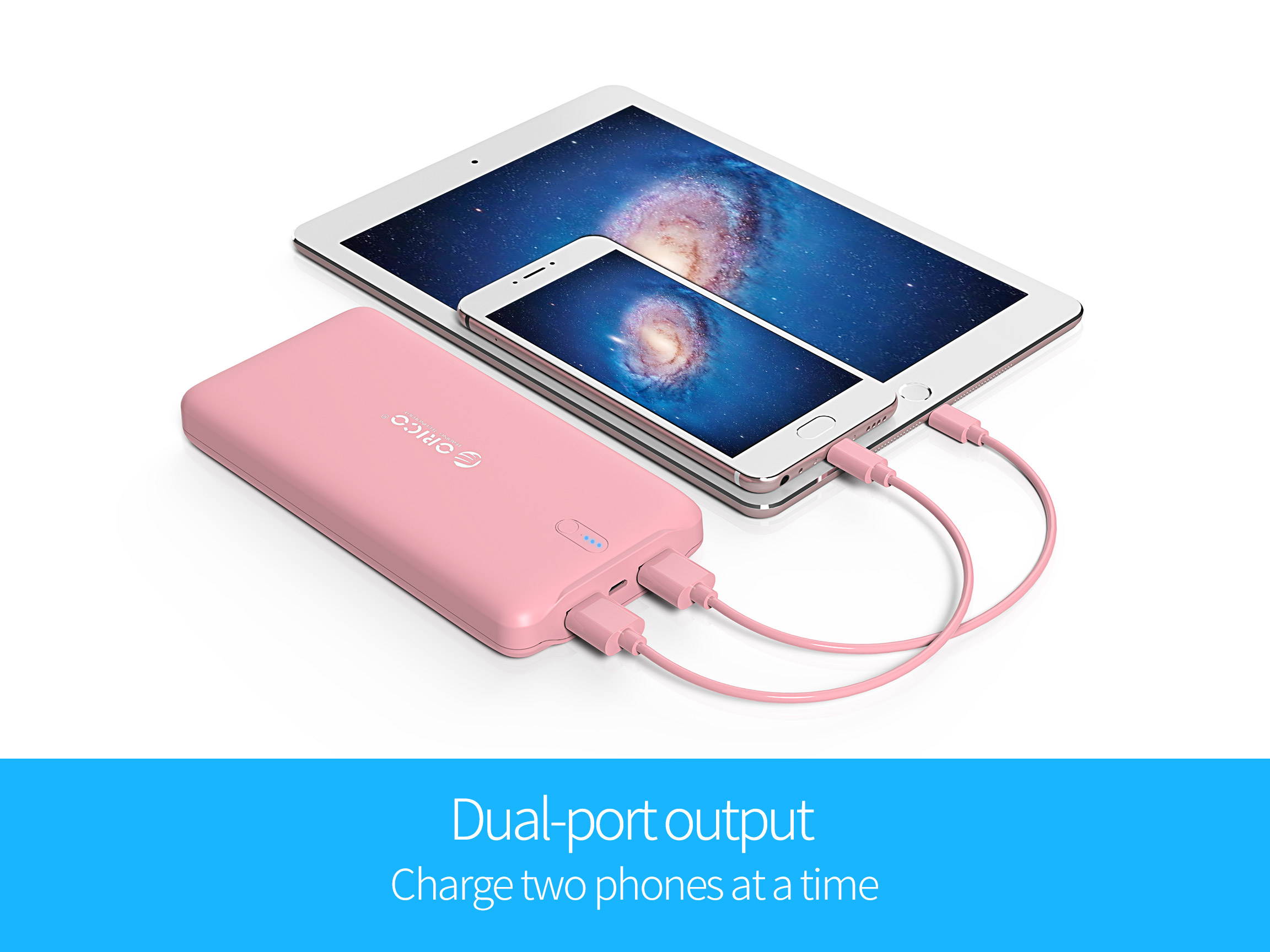 ORICO 20000mAh High Capacity Battery Charger Dual USB Port External Mobile Battery Pack, Battery Power Backup for iPhone 7 Plus/6s, iPad, iPod, Samsung Galaxy, Cell Phones, Tablet