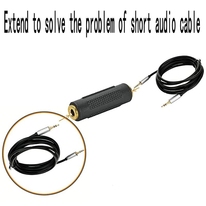 FF Stereo Coupler 5 Pack Gold Plated Stereo Jack Female to Female Adapter Connectors