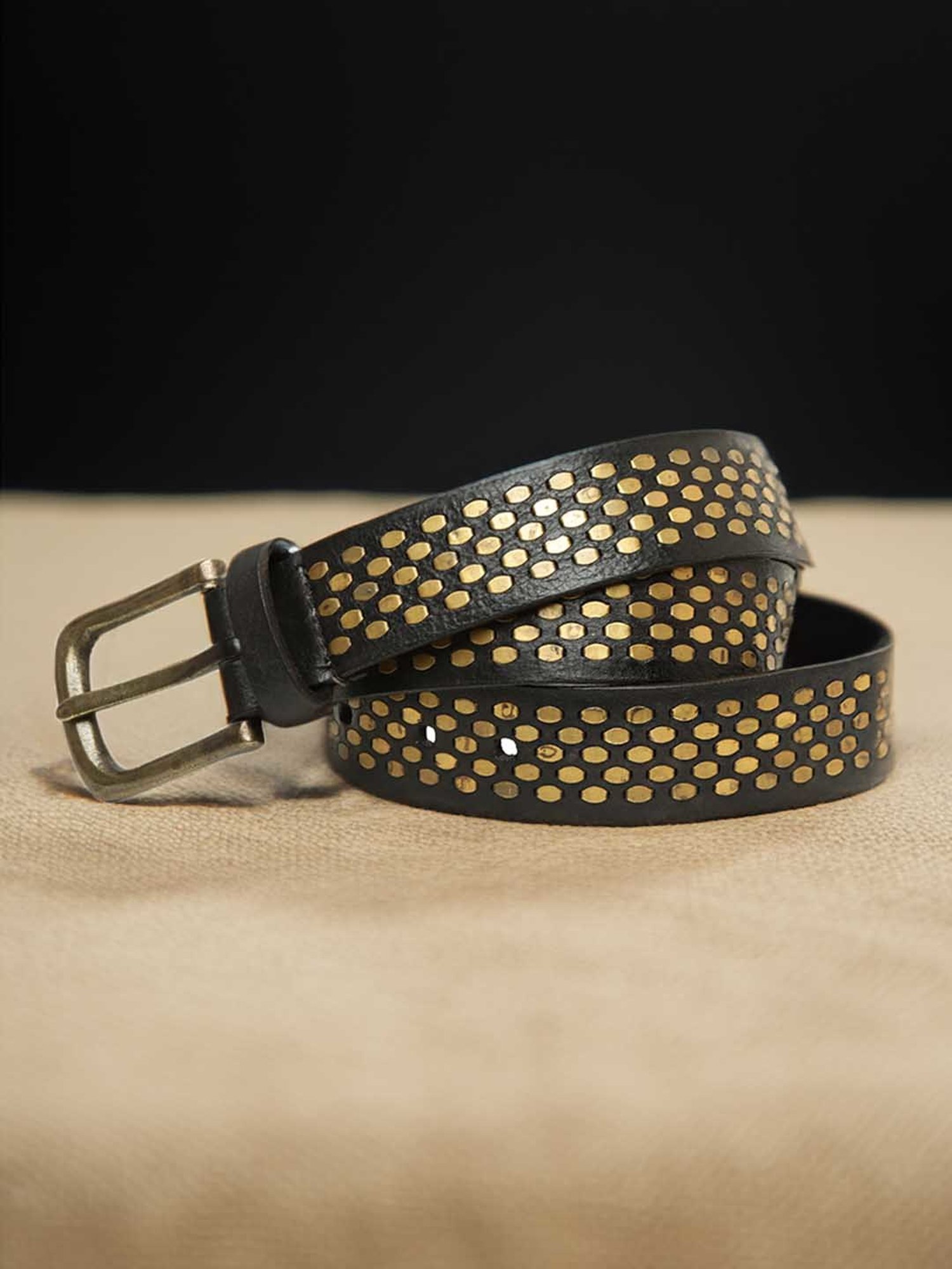 Art N Vintage Black Leather Waist Belt For Women