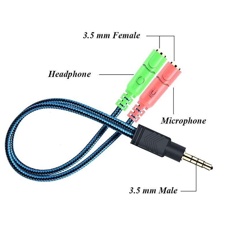35mm Jack Cable Headset Adapter Kit Mutual Convertors for LaptopMacPS4SmartphoneXbox OneTablet Earphone with HeadphoneMicrophone Simultaneously Y Splitter Audio 2 Female to 1 Male