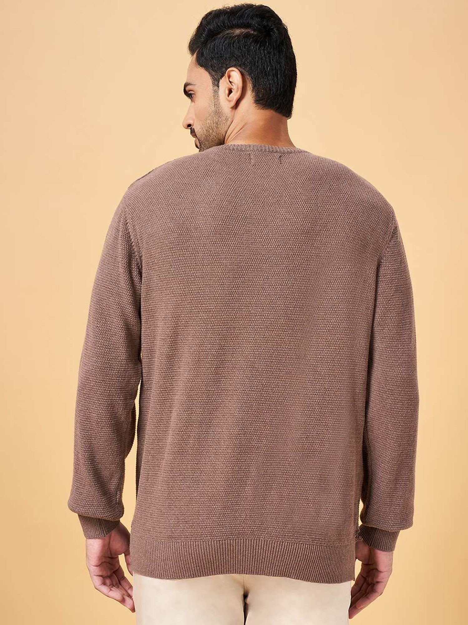 Byford by Pantaloons Brown Cotton Slim Fit Sweater
