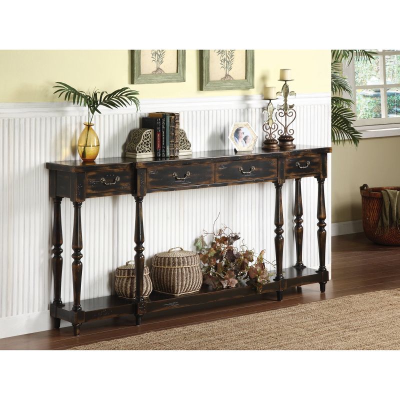 Blaydes 4 Drawer Console Table Black - Treasure Trove Accents