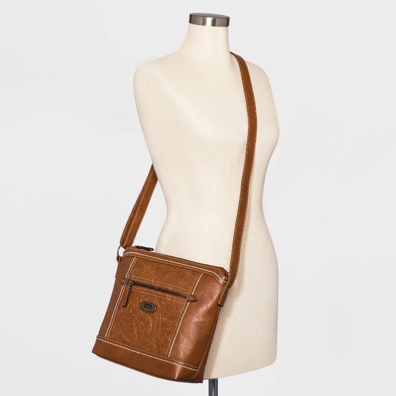 Concept Zip Closure Crossbody Bag - Brown