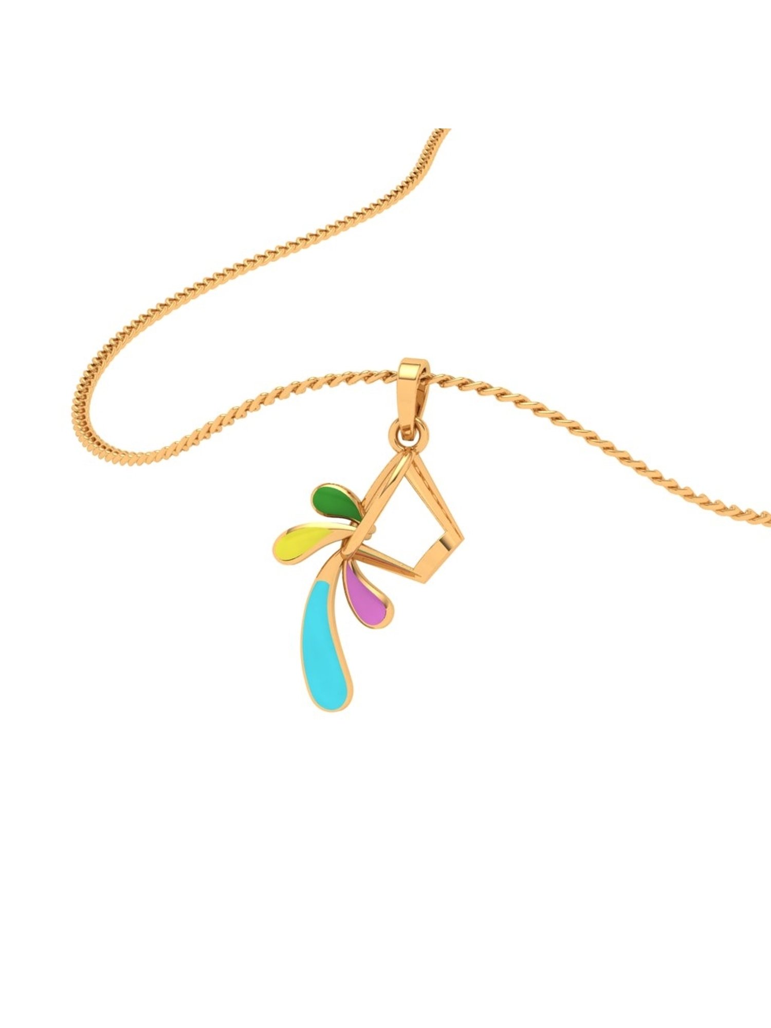 P.C. Chandra Jewellers 14k Yellow Gold Multiple Stone-studded Unique Design Pendant