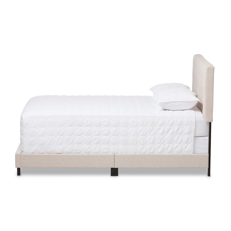Cassandra Modern and Contemporary Fabric Upholstered Bed - Queen - Light Beige - Baxton Studio