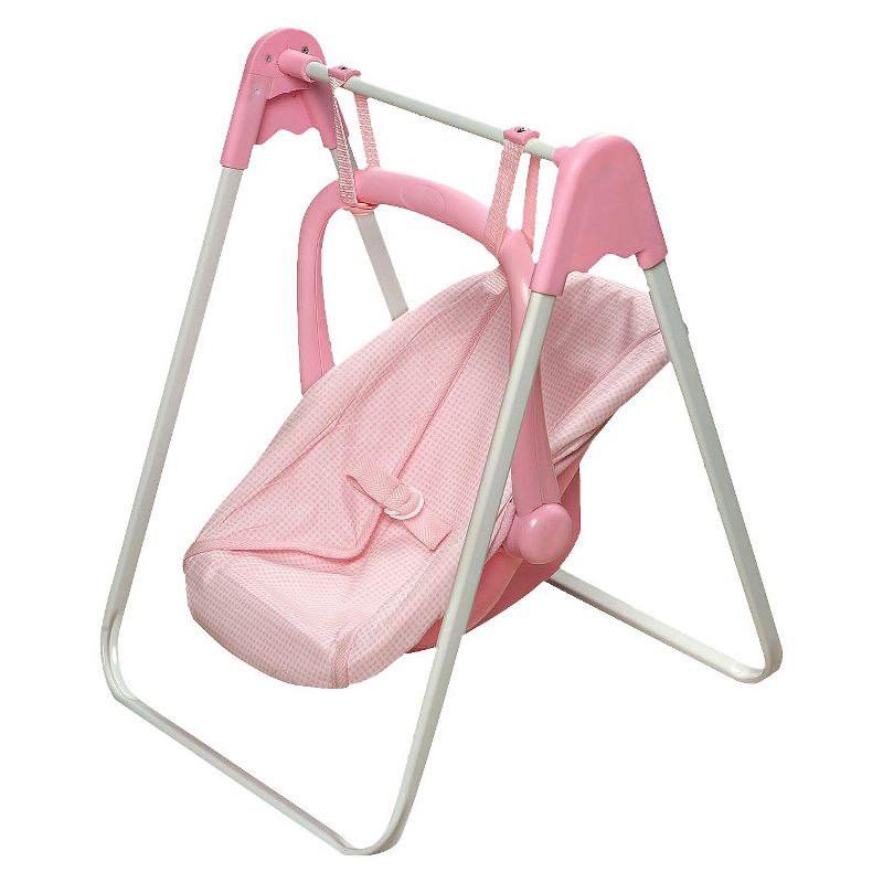 Badger Basket Doll Swing and Carrier - Pink Gingham