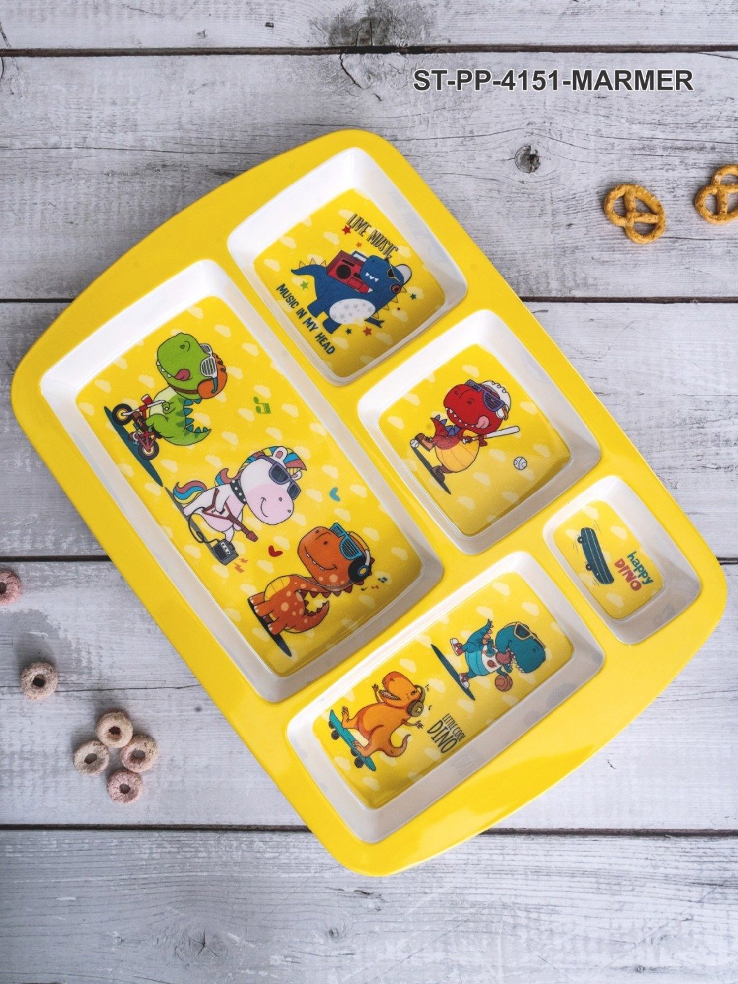 Stehlen Multicolor Melamine Kids Partition Plate - Set of 5