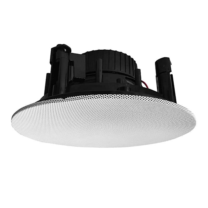 Round One Pair 65 120 Watt 2Way Round inCeiling Speakers with Pivoting 1 Titanium Dome Tweeters and Low Profile Magnetic Grilles