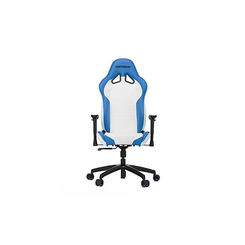 Gaming Chair Racing Seat, S-Line Slim SL2000 BIFMA Cert, White/Blue