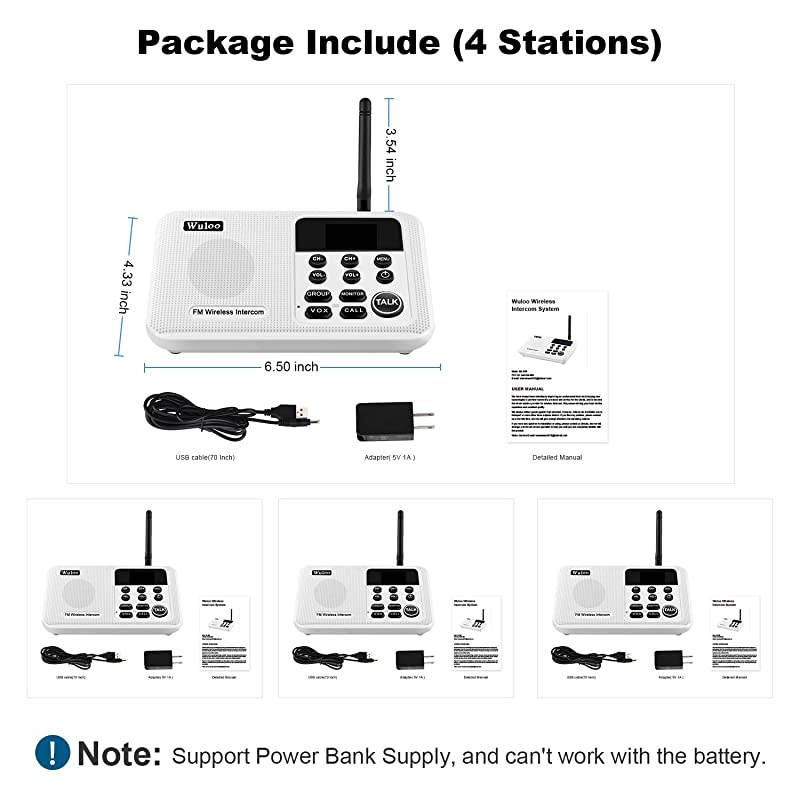 Intercoms Wireless for Home 1 Mile Range 22 Channel 100 Digital Code Display Screen Wireless Intercom System for Home House Business Office Room to Room Intercom Communication4Stations White