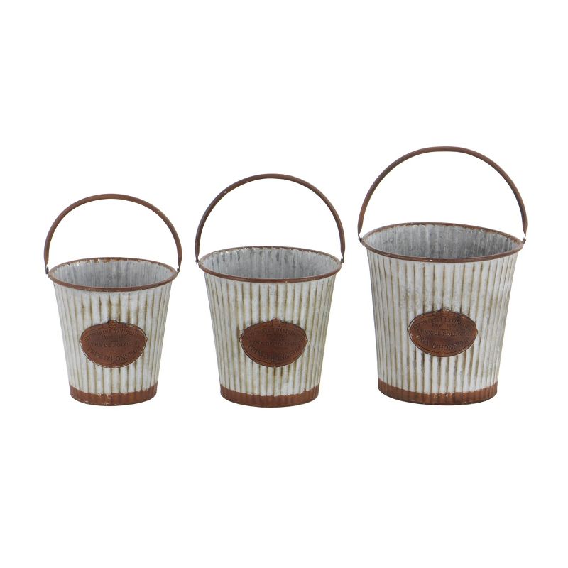 Set of 3 Farmhouse Tin Pail Planters - Olivia & May