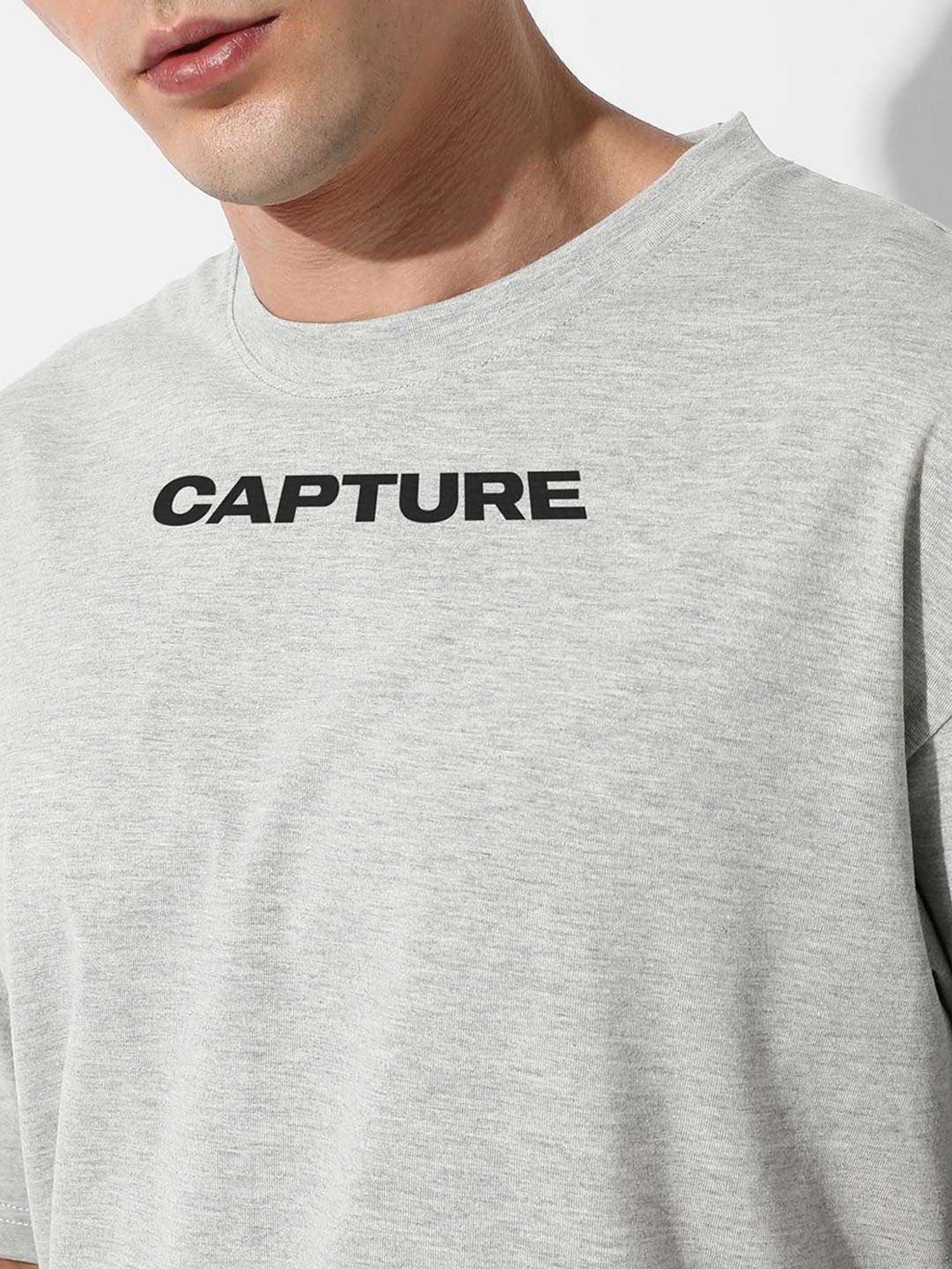 Campus Sutra Grey Regular Fit Oversized Capture Printed Co-Ord Set