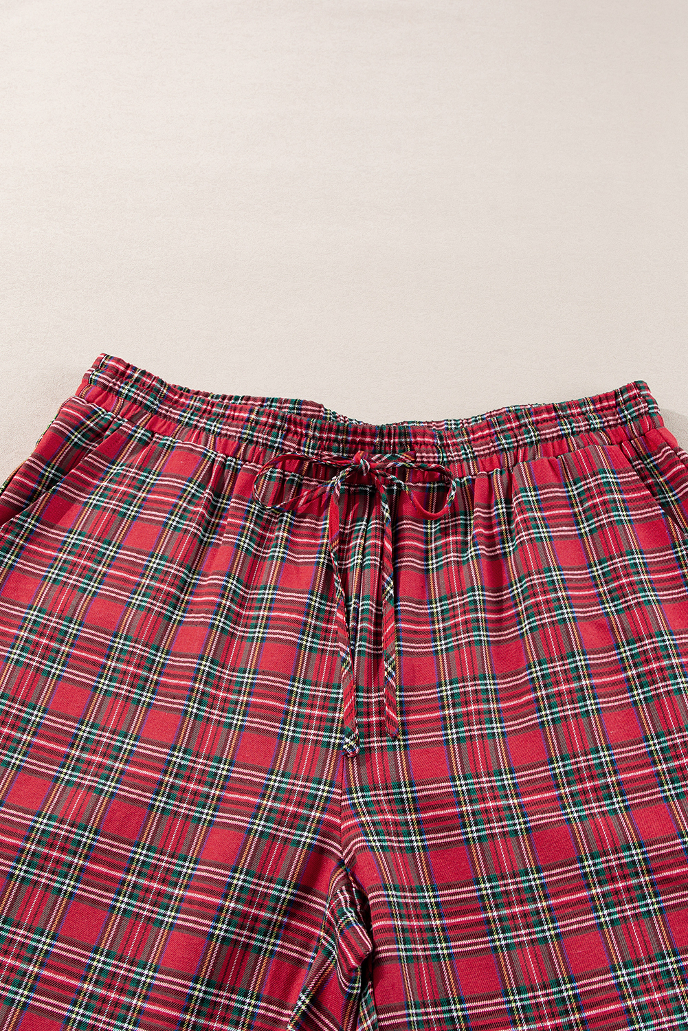 Rose Red Solid Waffle Knit Plus Size Two Piece Shorts Set