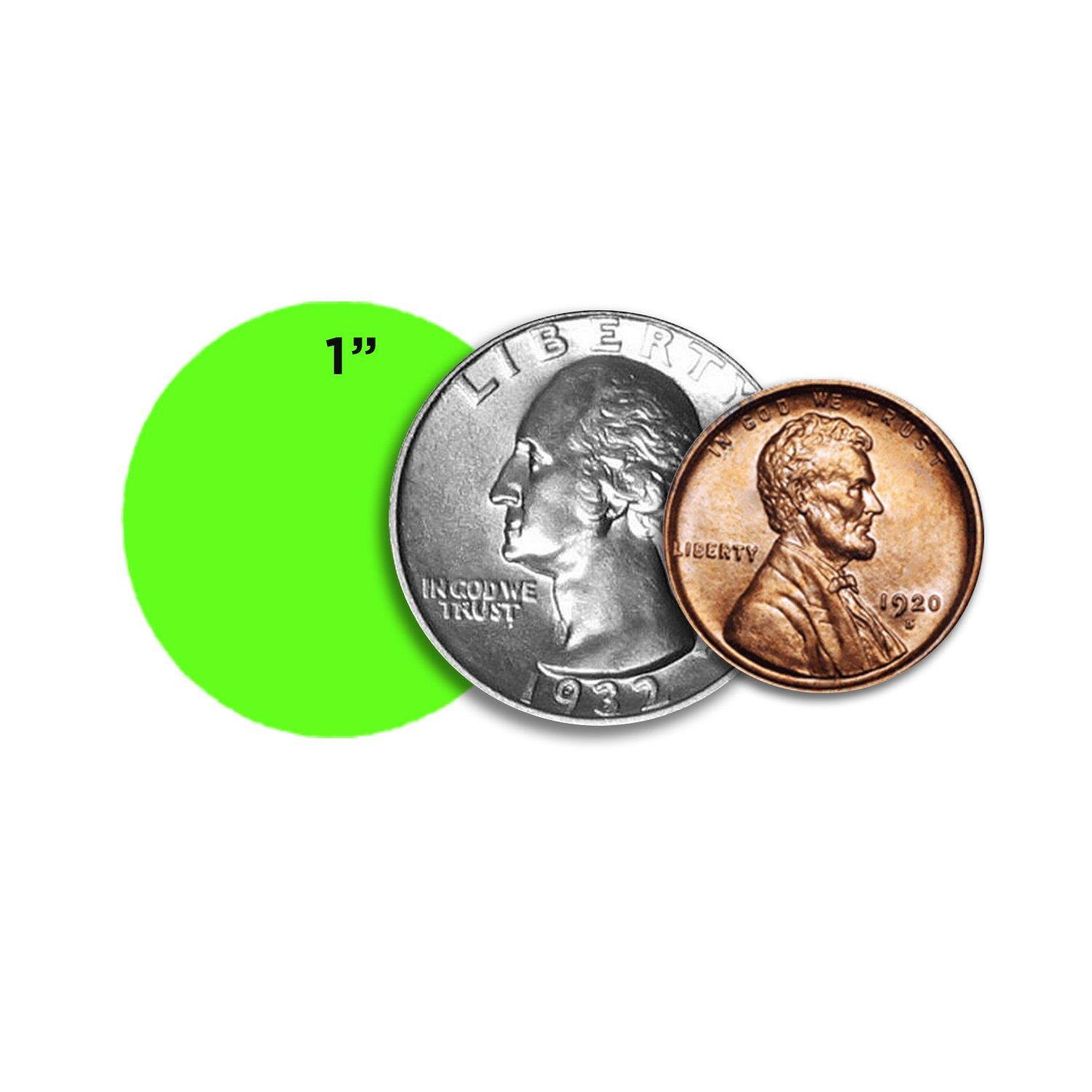 ChromaLabel 1 inch Removable Color-Code Dot Labels on Sheets | 1,000/Pack (Fluorescent Green)