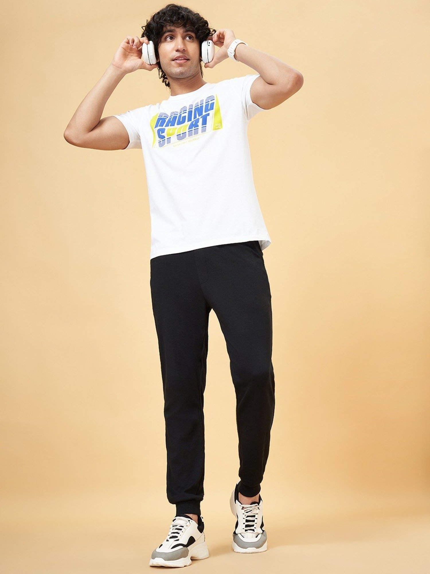 Ajile By Pantaloons White Cotton Slim Fit Printed T-Shirt